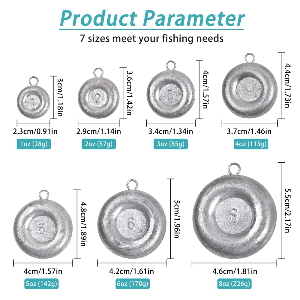 Pesas de pesca de plomo para agua dulce y salada, pesas de disco de pesas de plomo para pesca de Surf - imagen 3