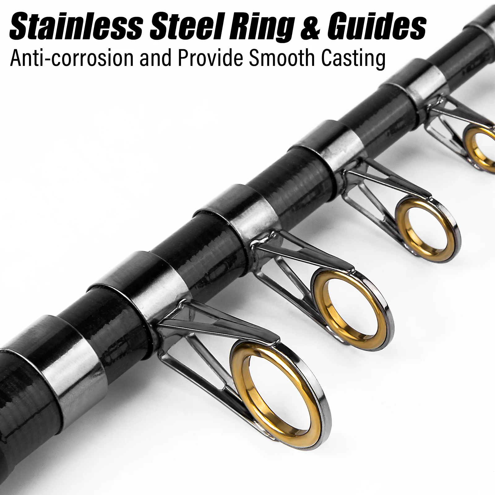 Caña de pescar telescópica de 1,8-3,0 M, potencia M, cuerpo de fibra de carbono, anillo guía de cerámica, poste de luz para viajes, Surf, señuelo, corriente, Shore - imagen 3