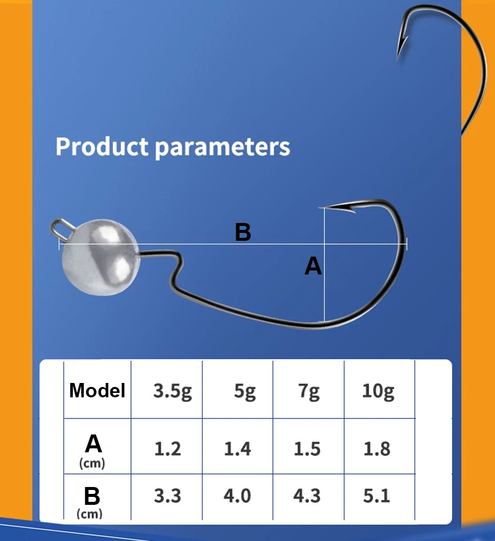 5 uds 3,5g 5g 7g 10g anzuelo de pesca con cabeza de anzuelo expuesto anzuelo de gusano suave anzuelo de manivela aparejos de pesca de Lucio - imagen 2
