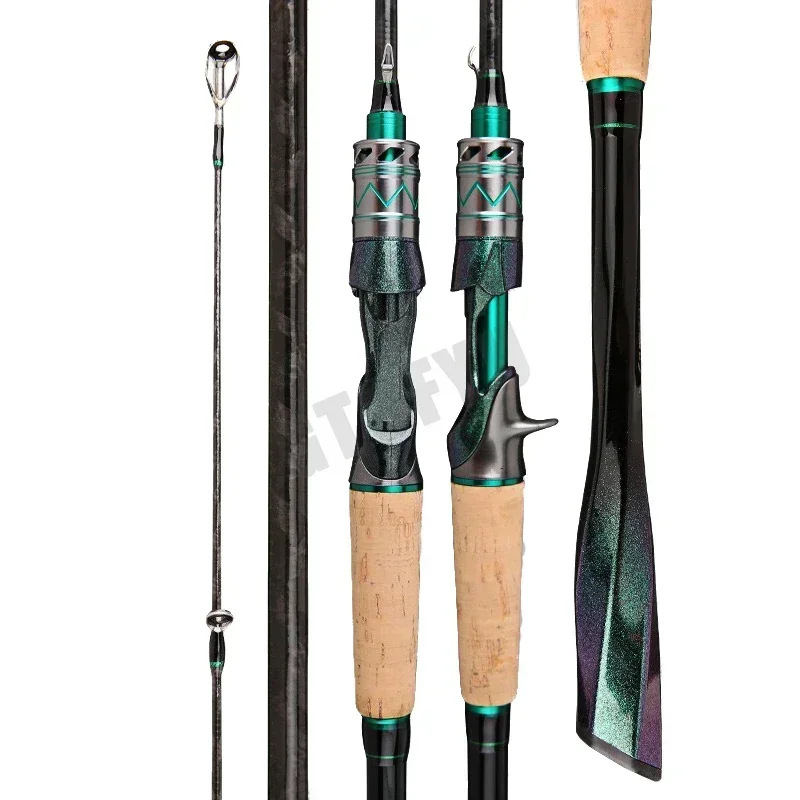 Caña de pescar con señuelo de 2 secciones, caña de pescar giratoria/fundida de 1,8 m, peso de 5-30g