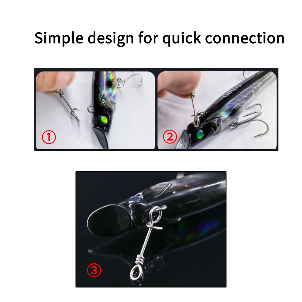 LIONRIVER 100pcs Stainless Steel Fishing Spring Clips Strengthend Quick Change Snaps Fishing Lure Rig Connector Accessories - imagen 5