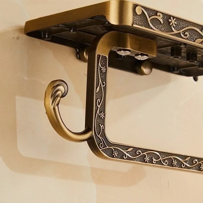 Estante de papel en rollo de aluminio para teléfono móvil, espacio de baño a la moda, estante de papel higiénico tallado Retro europeo para teléfono móvil, decoraciones para el hogar - imagen 2
