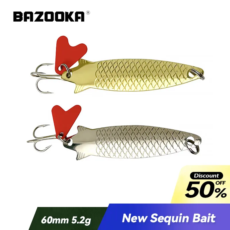 Bazooka 5,2g señuelo de pesca carpa cebos de lubina plantilla lenta de Metal VIB duro rápido JIG hundimiento Trolling cuchara gancho lentejuelas Spinners Pike