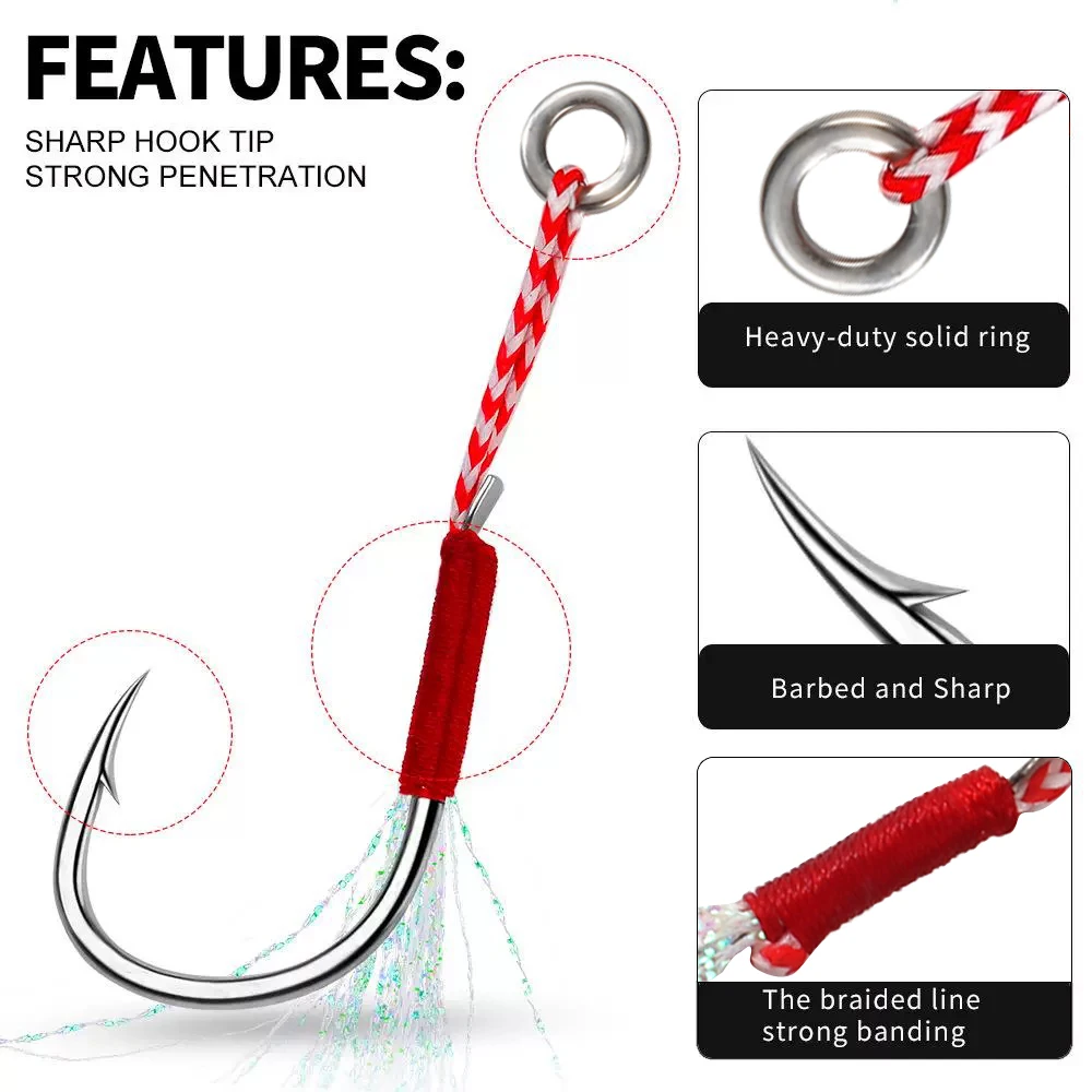 GOBAIT Anzuelo Assist Jigging Acero Carbono para Mar - imagen 3