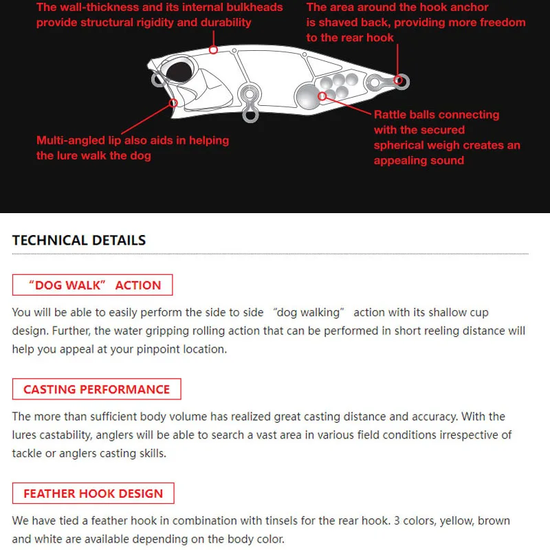 Topwater-Señuelos de Pesca de piezas, cebo duro de 64mm y 9G, Wobblers artificiales, aparejos de pesca de plástico, accesorios de pesca, 1 unidad - imagen 3