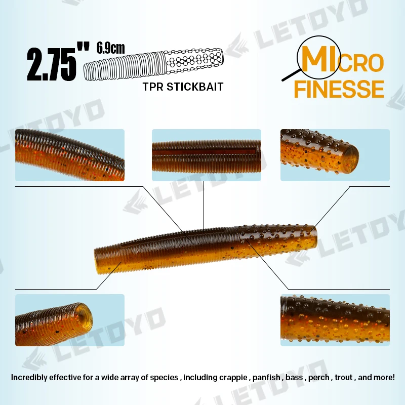 LETOYO-señuelo de gusano Senko flotante de 2,75 pulgadas, cebo Artificial de plástico, Wobbler, para lubina, percha, trucha, Tpr, Stickbait - imagen 4
