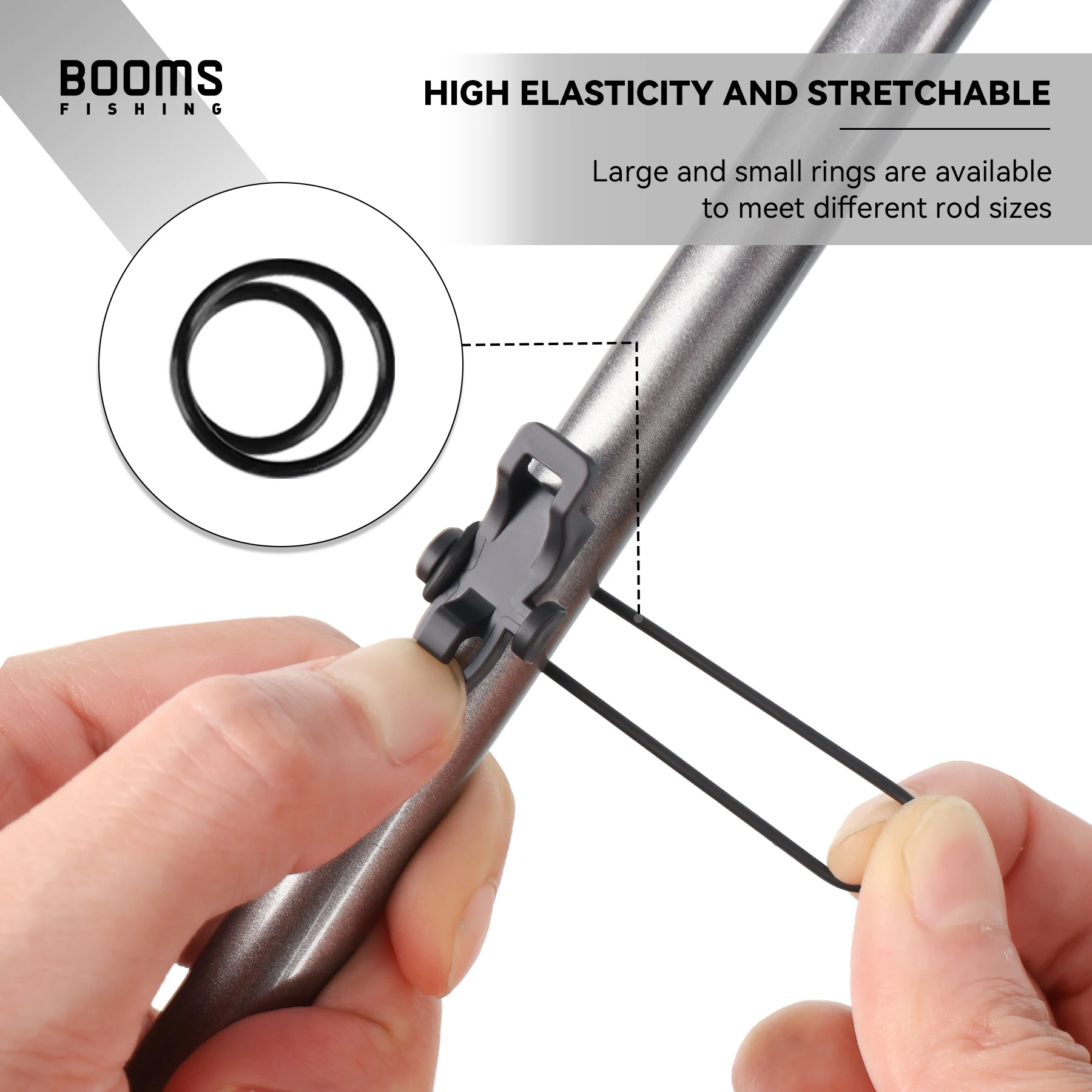 Booms Fishing HK1 20 piezas soporte para anzuelo, señuelos, anzuelos para cebo, mantenimiento seguro con 40 Uds. De anillos de goma, accesorios para aparejos de pesca - imagen 5