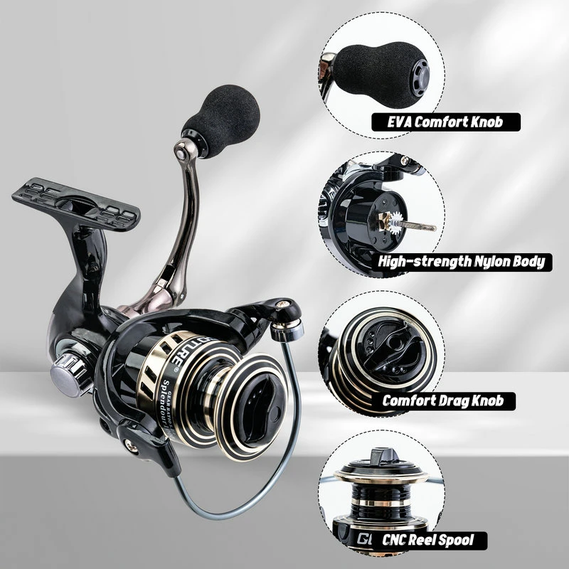 Carrete de pesca giratorio GOTURE SPLENDOUR, modelo 3000, ligero, relación de engranaje 5,2: 1, carrete CNC, rueda de pesca con cuerpo de nailon de alta resistencia - imagen 3