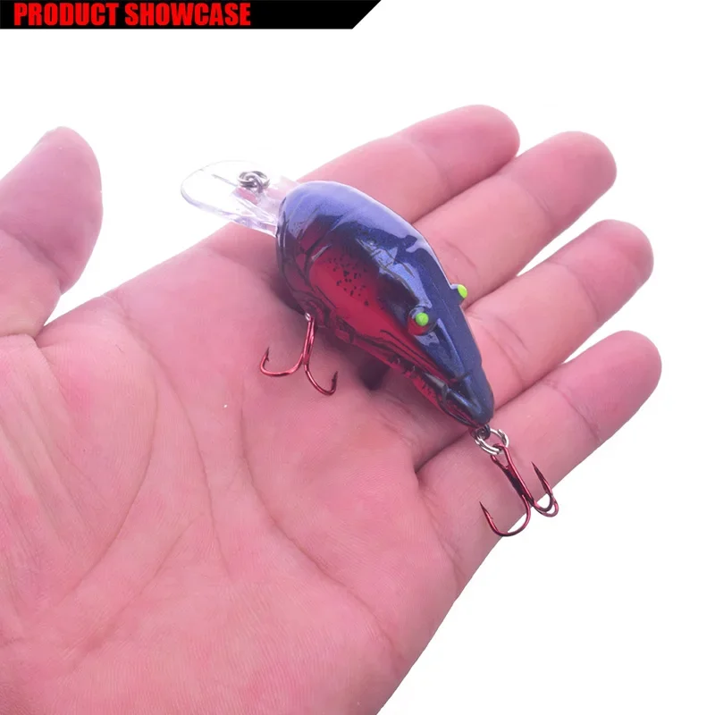 Señuelos de pesca con manivela, pececillo de camarones 3D, 7cm, 11,5g, Wobblers duros flotantes artificiales con 6, 1 ud. #   Aparejos de pesca Carankbait con anzuelo rojo