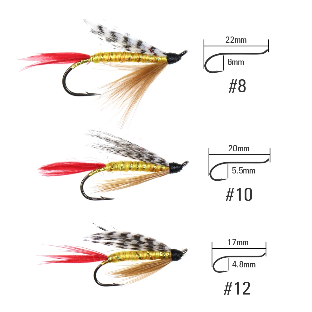 ICERIO 4 Uds. Señuelos con mosca húmeda para profesores amarillos, anzuelo individual, cabeza de acero de salmón, pesca de trucha - imagen 2