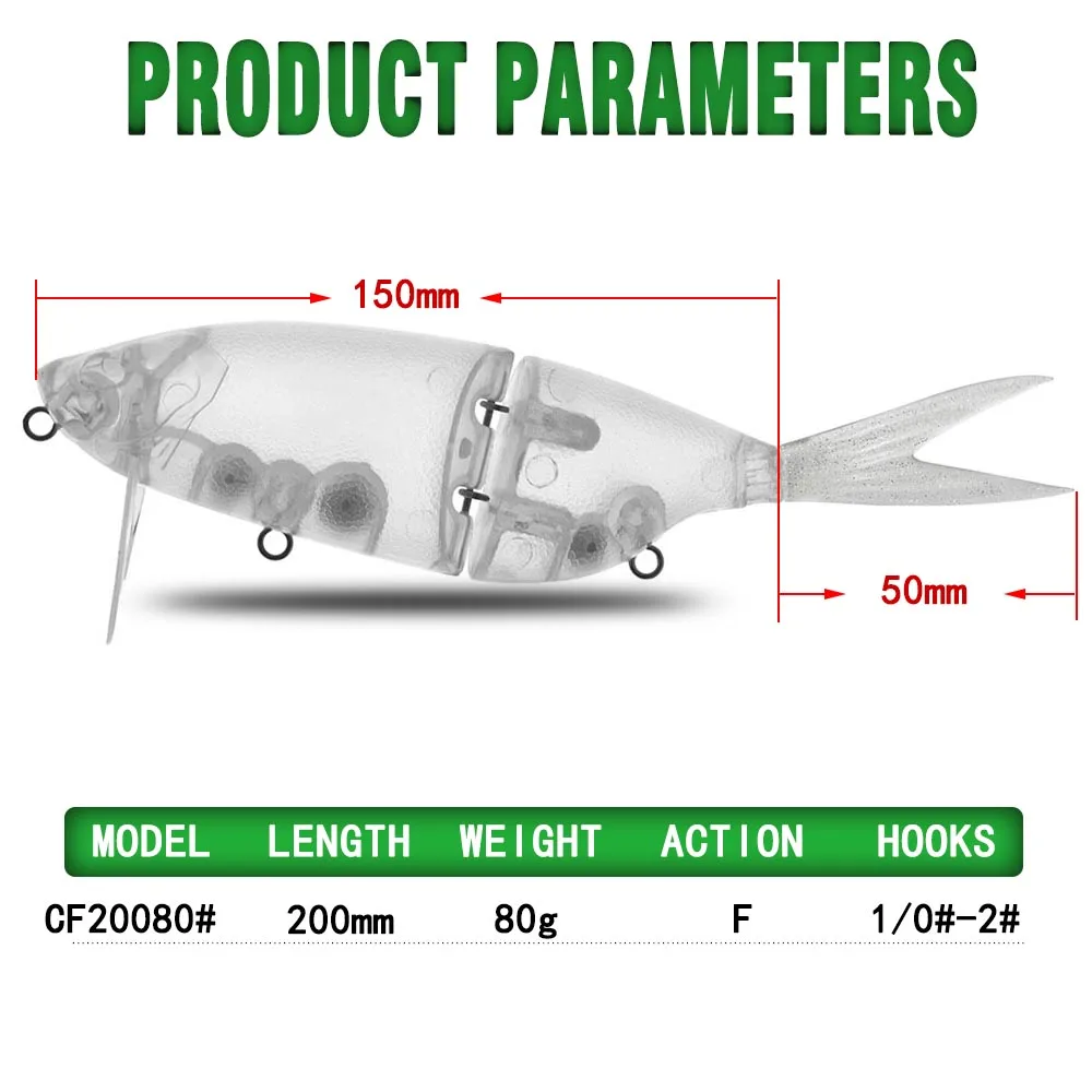 CF 2 Sección Joint S Type SwimBait DIY Joker 200mm 80g Wobbler flotante cebo grande para accesorios de pesca Señuelos de Pesca - imagen 4