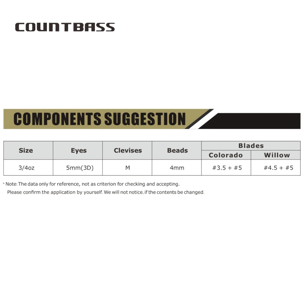 Countbass-cebo giratorio sin pintar de 3/4oz con anzuelo VMC 7250 5/0, cuerpos giratorios en blanco, Señuelos de pesca de agua dulce DIY - imagen 4