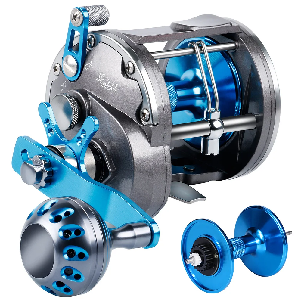 Carrete de Pesca de arrastre Sougayilang, relación de alta velocidad 4,1: 1, carrete de barco de agua salada, arrastre máximo de Metal completo, carrete de Pesca de 55LB