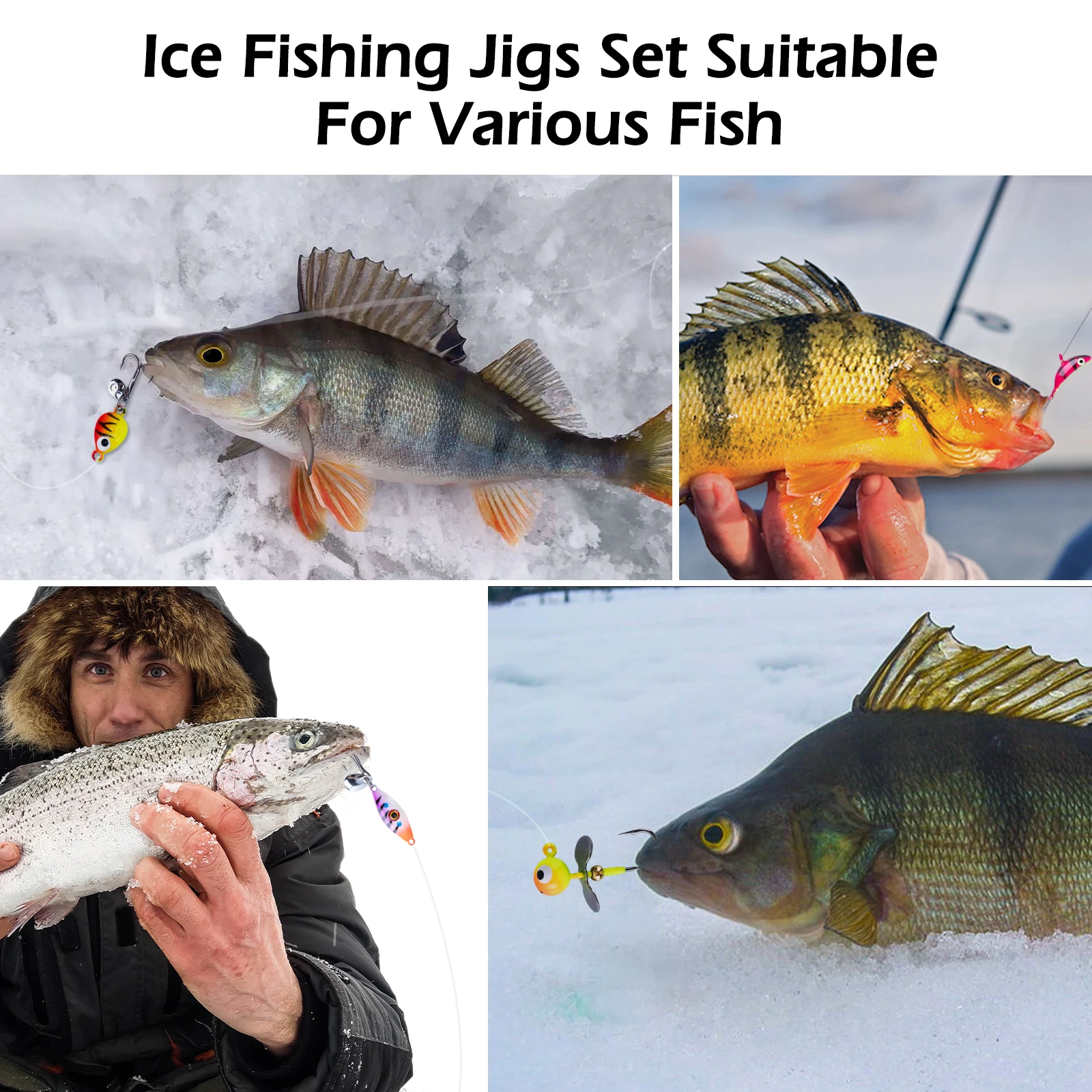 Juego de Señuelos de Pesca en Hielo Goture - Señuelos Luminosos Brillantes, Señuelos Duros, Señuelos Giratorios, Señuelos Blandos, Anzuelos Afilados, Caja de Aparejos, Equipo Profesional - imagen 4