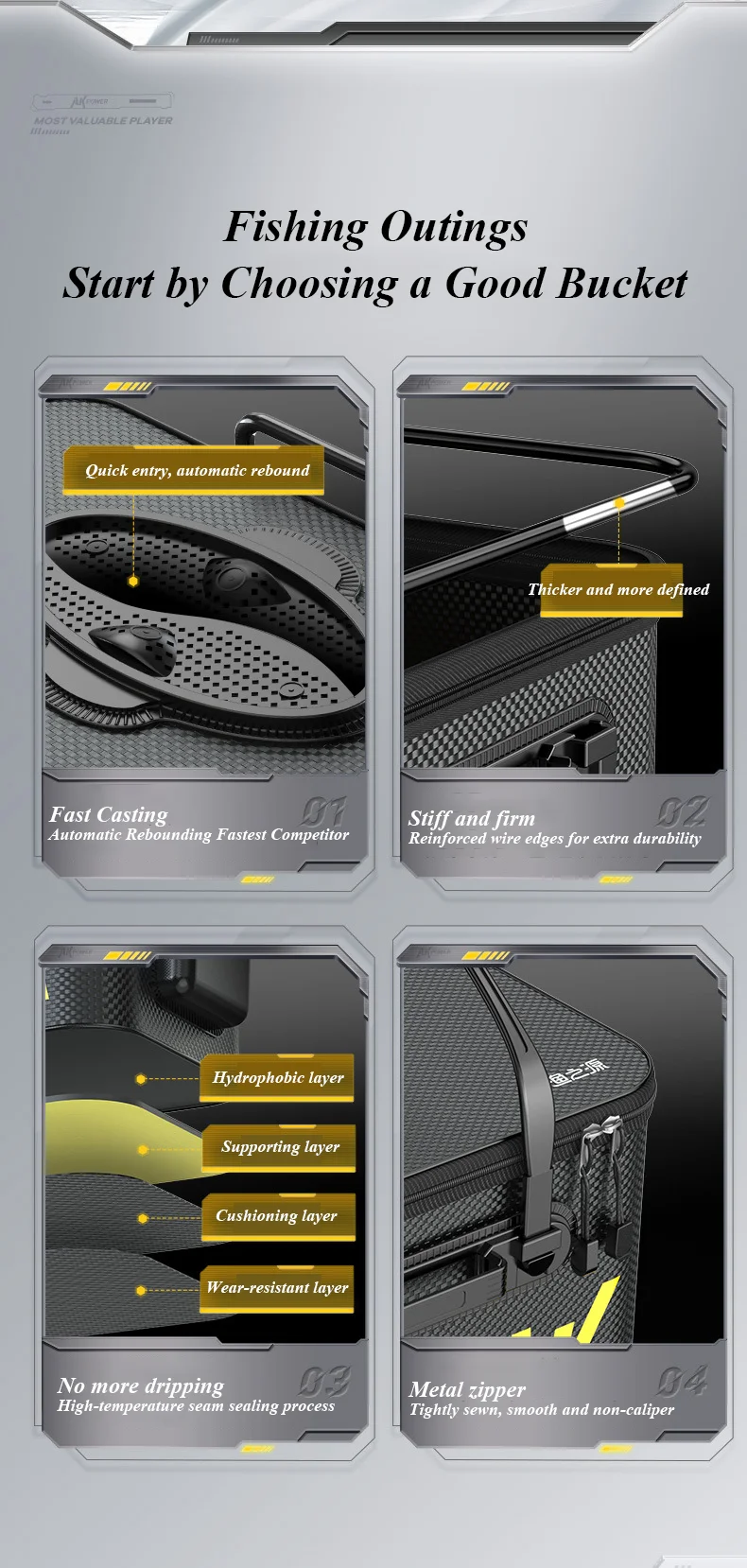 Comience su aventura de pesca con un cubo duradero y versátil