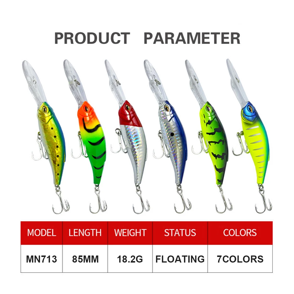 8,5 cm 18,2g Señuelos de Pesca flotante Minnow Wobbler fundición larga buceo profundo Swing Jerkbait cebo duro Artificial trucha lubina MN713 - imagen 4