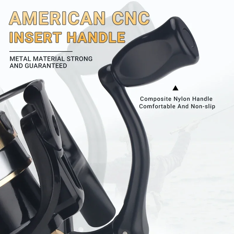 Carrete de pesca giratorio GoldWing 500-7000, carrete de Metal 5,2: 1 4,7:1, relación de engranaje 13-26,5 libras, arrastre máximo para agua dulce y salada - imagen 3