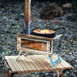 Estufa de leña plegable, ligera y portátil para acampar al aire libre