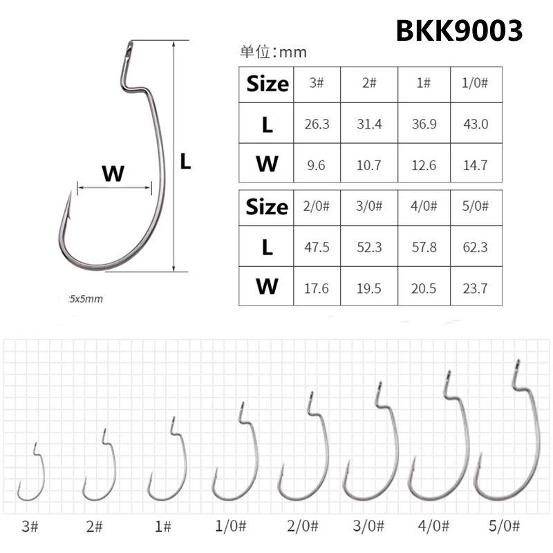ZYZ-anzuelos texanos de acero de alto carbono, aparejos de Pesca suaves, con manivela Bkk, 10-12 unids/lote por bolsa - imagen 5