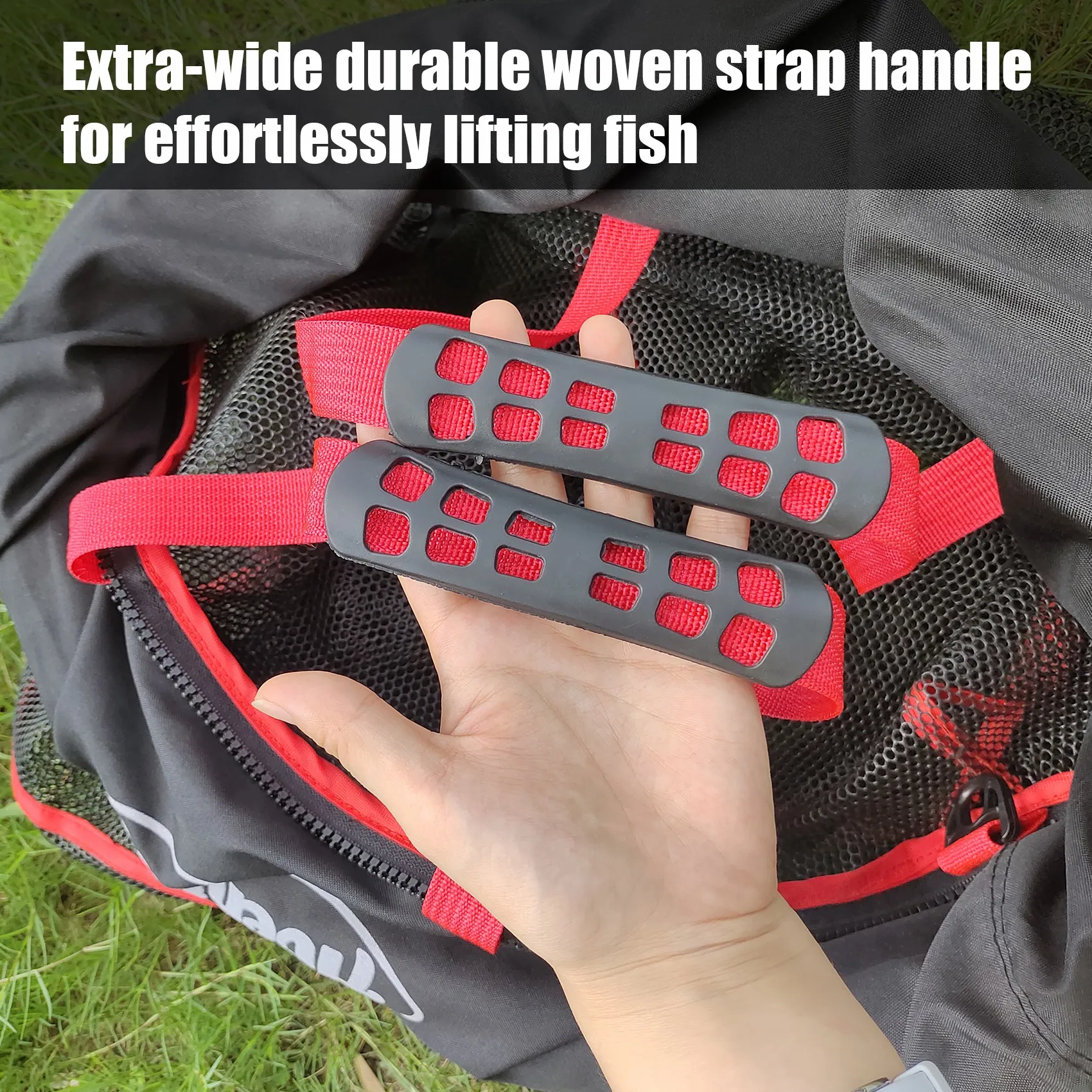 Aventik Cesta flotante para peces Bolsa de pozo vivo con malla de goma reforzada, red de pesca plegable para barcos, kayaks y canoas - imagen 4