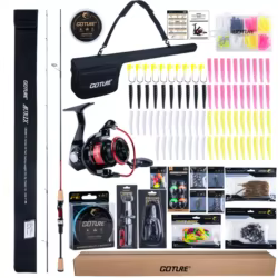 Goture combo caña de pescar fibra carbono con carrete para viajes