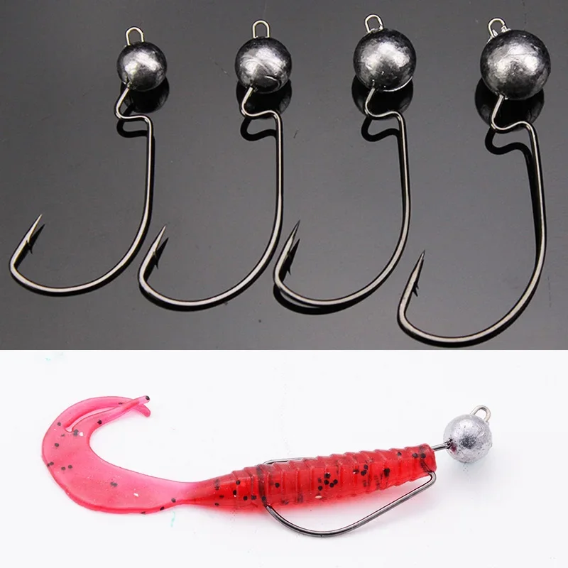 5 unids/lote anzuelos de cabeza de plomo de pesca 3g 5g 7g 10g gancho compensado accesorios de carpa acero inoxidable Hamecon Carbone aparejos de invierno - imagen 5