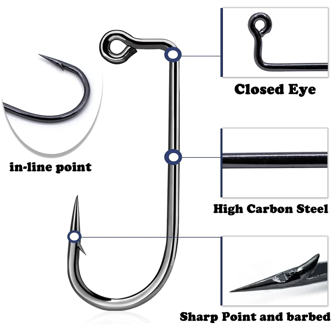 9KM 50 Uds anzuelo de pesca 90o con púas agua salada-2X acero fuerte alto contenido carbono - imagen 3