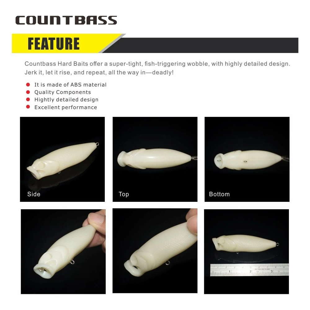 Countbass Popper topwater sin pintar – Señuelo duro flotante - imagen 4