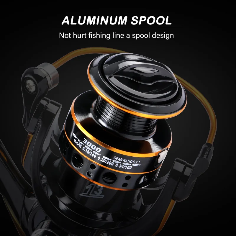 Sougayilang-carrete de pesca giratorio, accesorio con mango de corcho, arrastre máximo de 5KG, relación de alta velocidad, 13BB 3000: 1, tamaño 5,2 - imagen 3