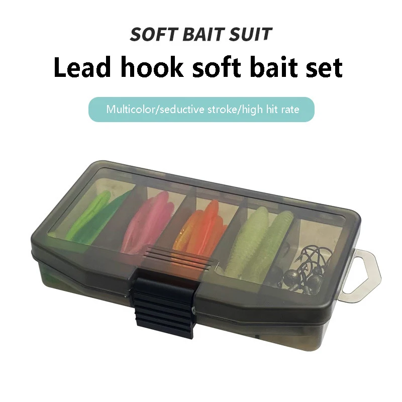 Señuelo Biónico de cola en T, piezas de 33 piezas, de dos colores, para carretera, gusano blando con gancho de cabeza de plomo - imagen 2