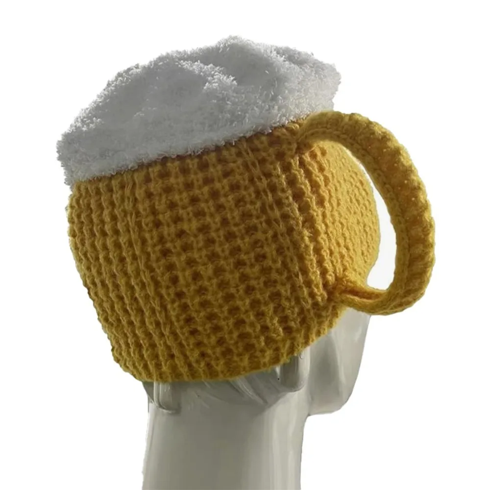 Regalos del año Gorros de copa de cerveza 3D Calentadores de orejas unisex Gorros Versátil Jersey cálido Gorra Amantes de la cerveza - imagen 5