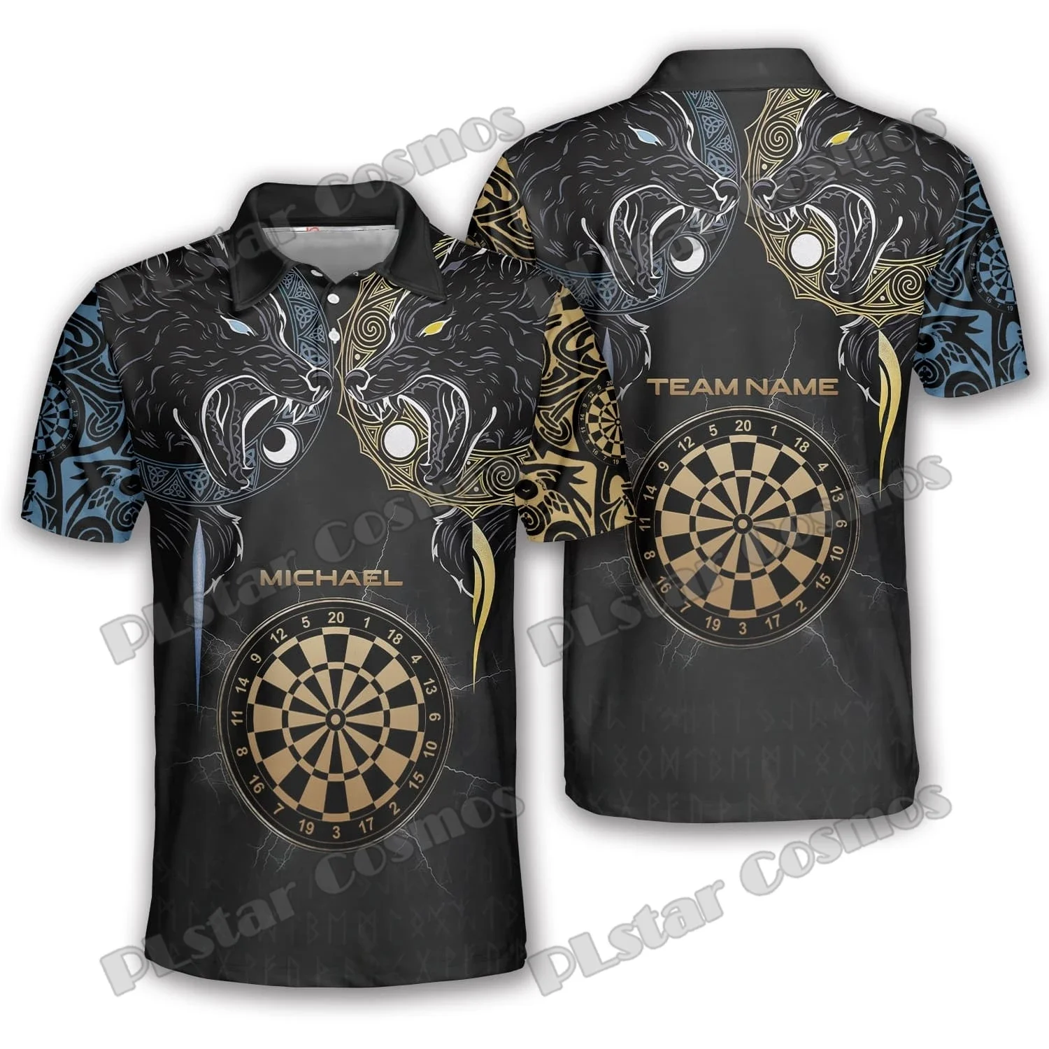 Camiseta de manga corta para hombre, Polo con estampado 3D de dragón, tatuaje de runas, Vegvisir nórdico, informal, PLP25 - imagen 3