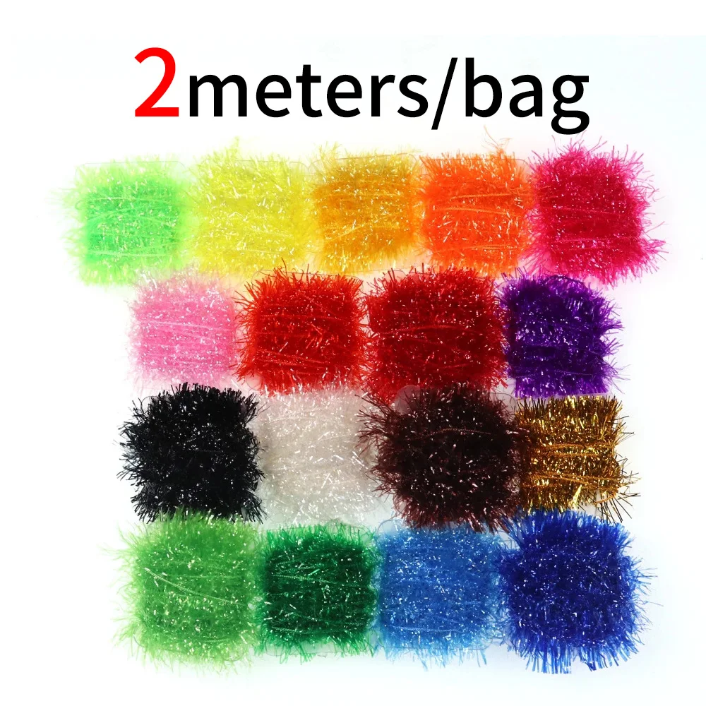 Material de atado de moscas de huevo, salmón, trucha, cristal Flash, Chenile, intermitente para Streamer, FL, verde, rosa, 10mm, 2 paquetes - imagen 4