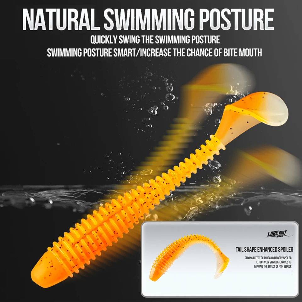 WALK FISH-Juego de Señuelos de Pesca blandos, cebo Artificial de 55/65/75MM, señuelo de gusano con anzuelos con cabeza de anzuelo, aparejos de pesca de lubina, 30 unids/caja - imagen 4