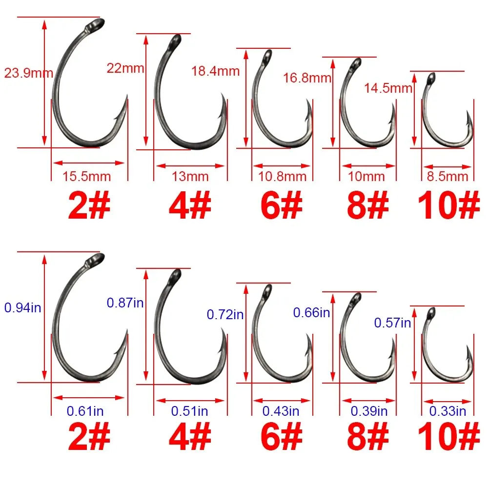 Hirisi 15 Uds. Anzuelo de púas de acero inoxidable recubierto de PTFE con alto contenido de carbono con ojo X503 accesorios de pesca - imagen 2
