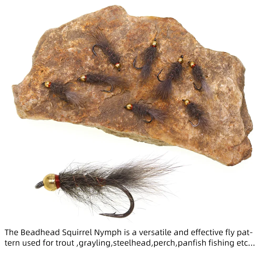 Vampfly 4 piezas # 12 # 14 latón Beadhead ardilla ninfa mosca pesca moscas insecto Artificial cebos trucha Grayling perca Señuelos de pesca - imagen 4