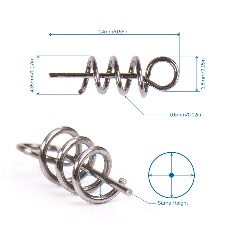 Pin de bloqueo de resorte de 20/50/100 piezas, gancho de manivela, Conector de pesca de acero inoxidable, cierre de manivela para señuelo suave, aparejos de pesca - imagen 3