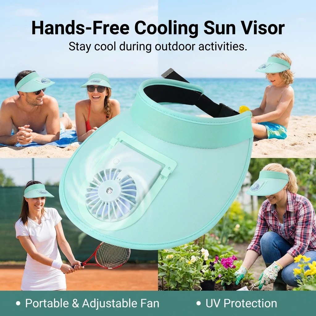 Sombrero ventilador recargable para pesca – Ala ancha UV