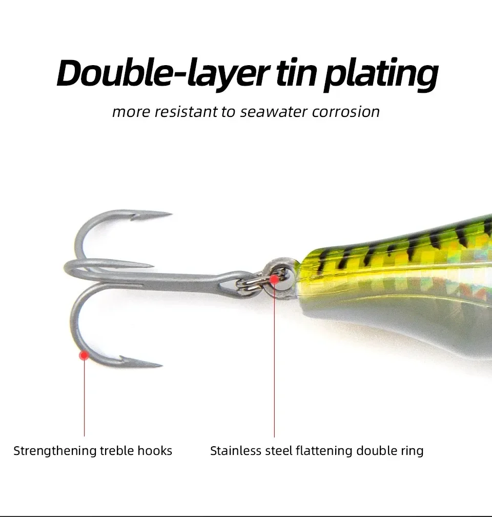 Señuelo de pesca flotante Popper de 100mm, cebo duro Artificial para Lucio, atún, accesorios - imagen 5