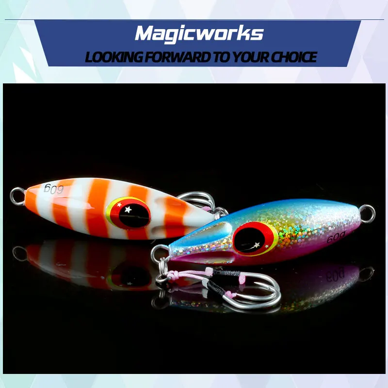Magic Works-plantilla de Metal marino, 7g, 15g, 30g, 40g, 60g, todo para pescar, señuelo de Jigging lento, cebo Artificial, señuelos Tucunaré, plantilla de agua salada - imagen 5