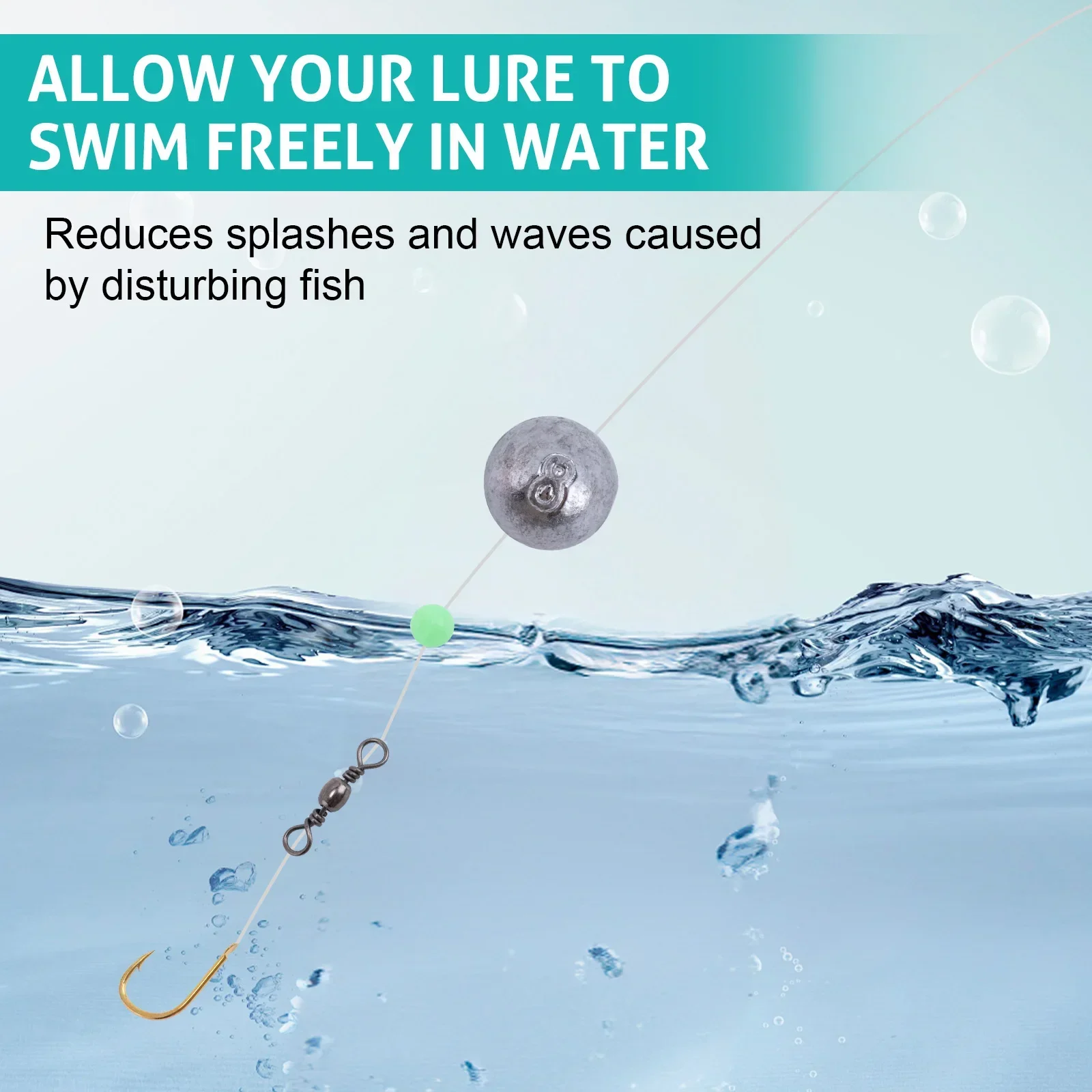 Goture, 30/50 Uds., peso de pesca, cabeza de anzuelo, peso de bala de agua profunda con plomos de bola redonda giratoria, accesorios de pesca - imagen 4