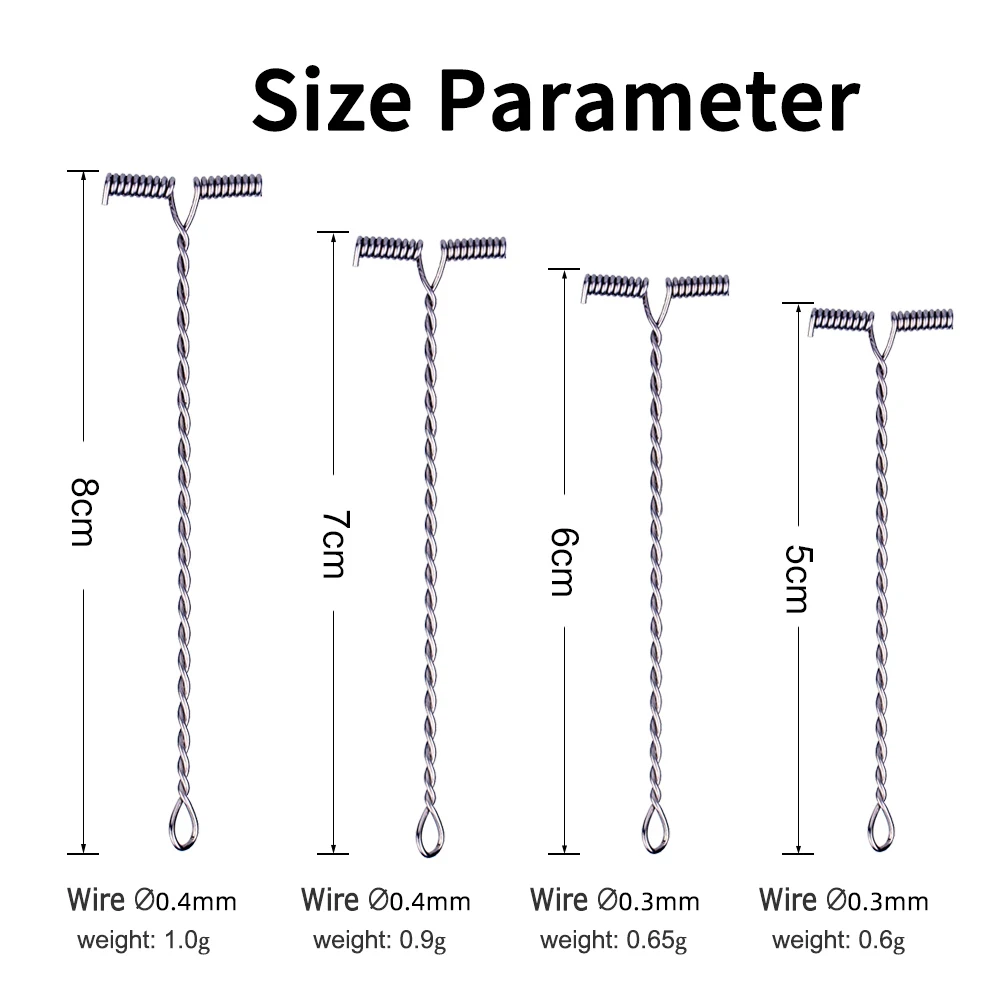 LIONRIVER 50 Uds 5cm -15cm pesca en agua salada brazo de alambre de acero en forma de T con cuentas aparejos de equilibrio anzuelos de pesca conector LineLure - imagen 2