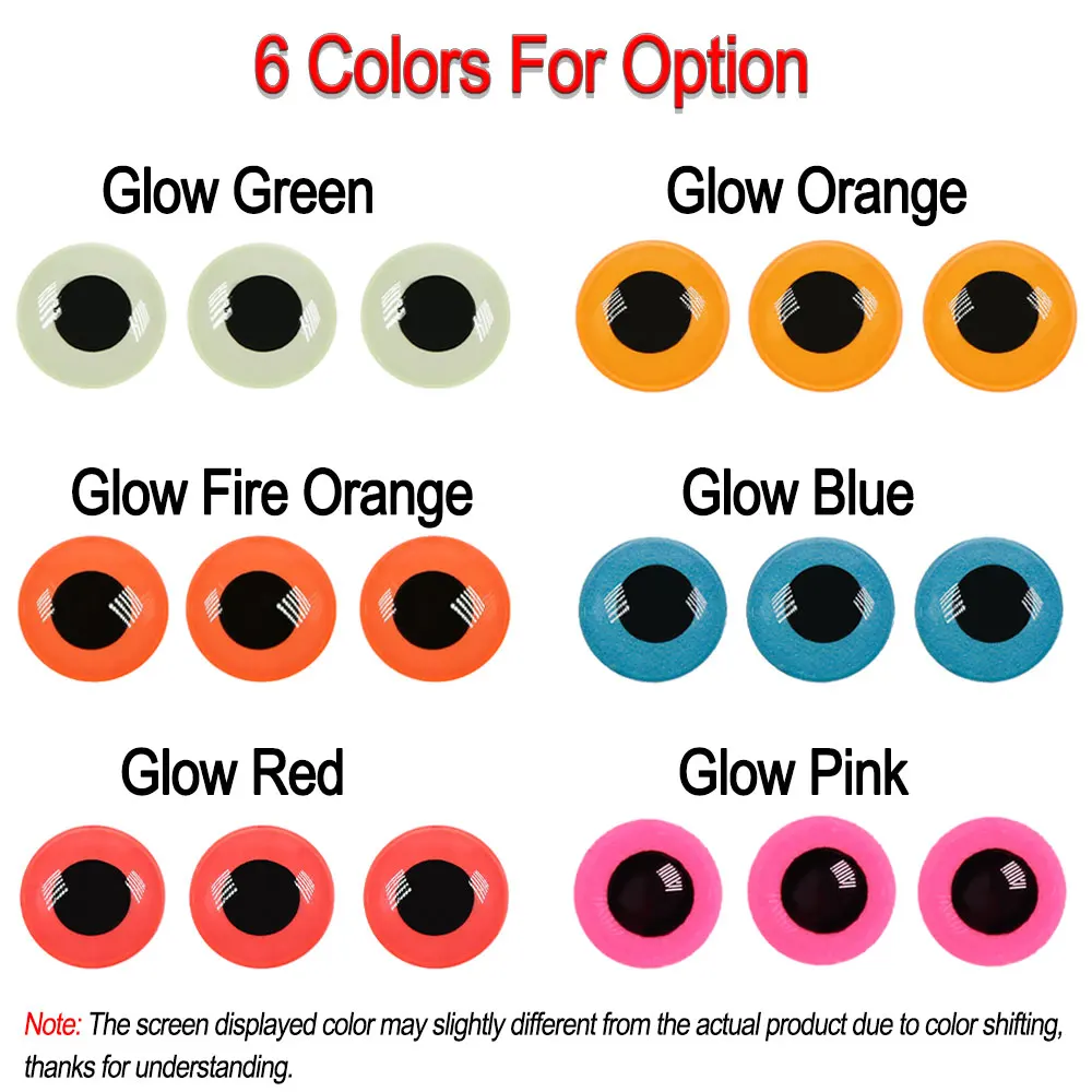 ICERIO 100 Uds. Ojos de pez epoxi 3D luminosos brillantes para atar moscas Streamer moscas de agua salada Señuelos de pesca Jig cebo Material de fabricación - imagen 5