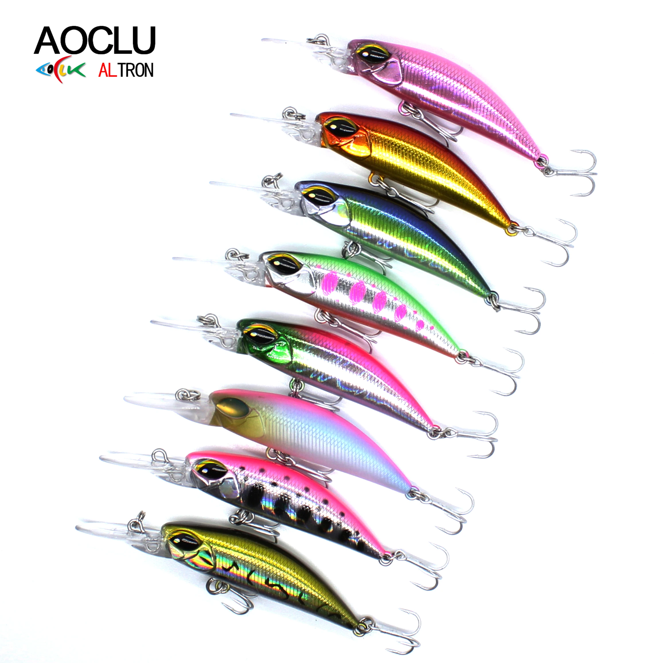 AOCLU-Crankbait de pececillo duro, sábalo hundido, cebo duro, señuelo de pesca de agua salada, fácil de lanzar, agua salada fresca, 70mm, 3,8g de profundidad 2,5 m - imagen 4