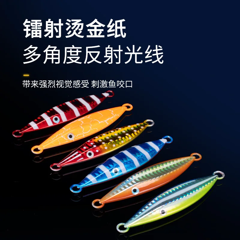 Señuelo de plantilla de Metal con diseño de doble cara J105, señuelo de Jigging lento, Jigbait brillante de agua salada, pesca que se hunde, 60g, 80g, 100g, 150g - imagen 4