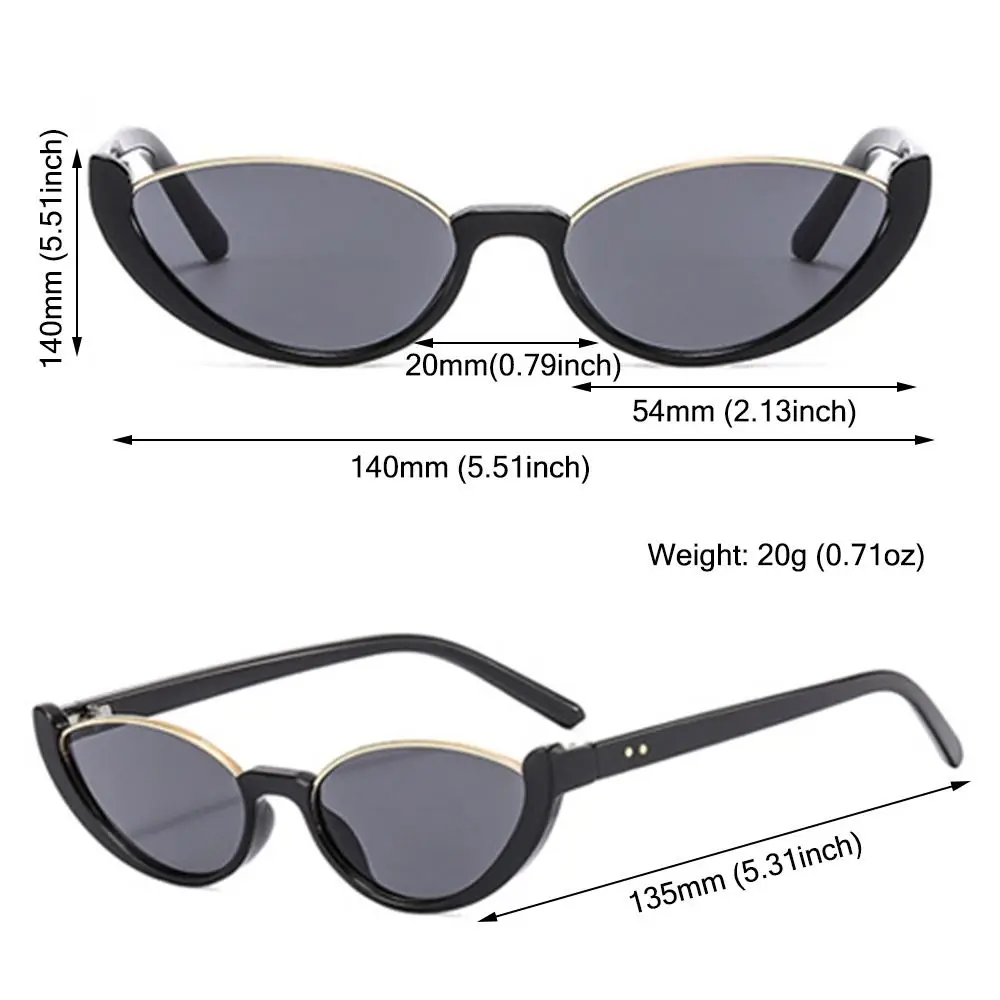 Gafas de sol ojo de gato medio marco, unisex, lentes oscuras urbanas - imagen 2