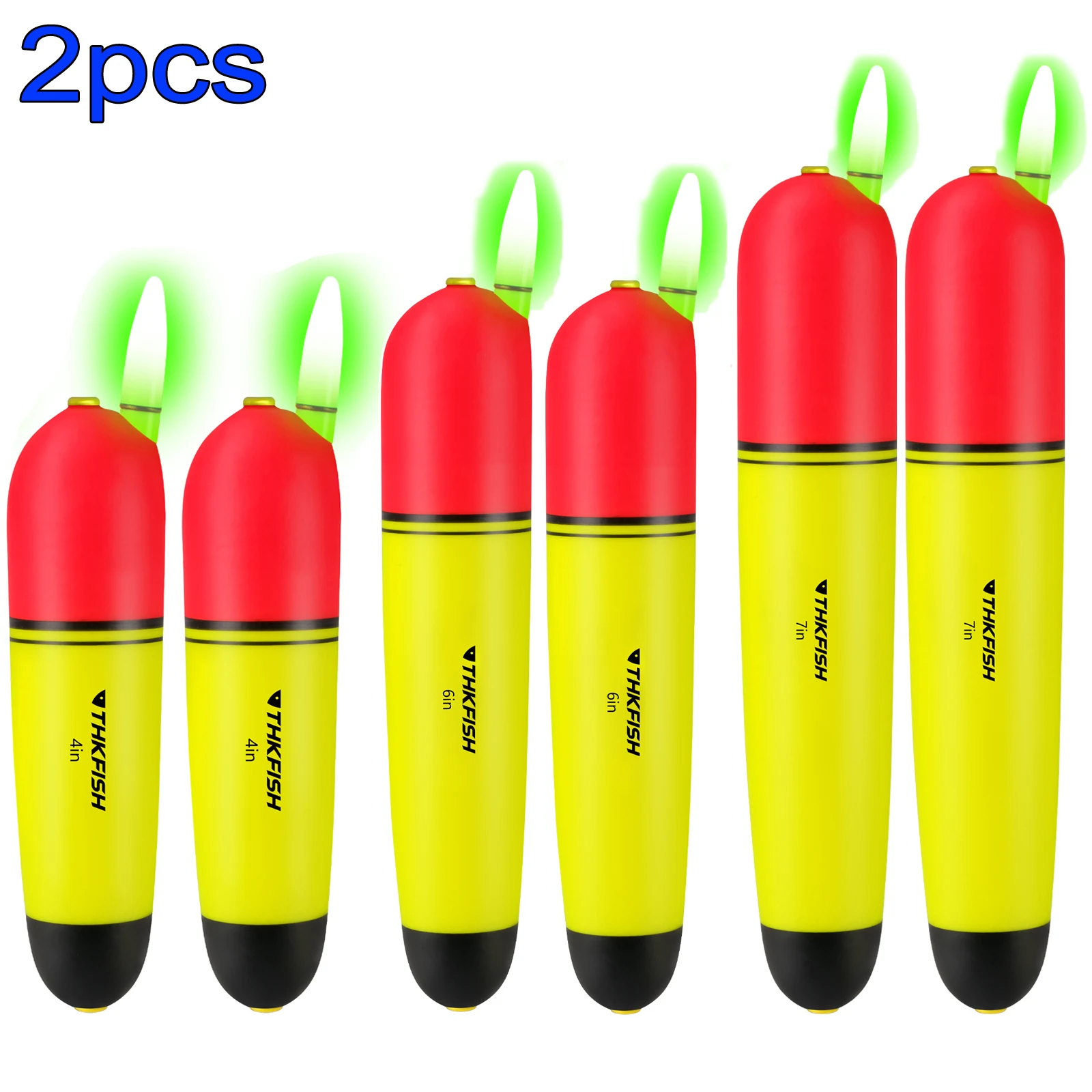 THKFISH 2 uds flotadores electrónicos LED plástico EVA luminoso pesca nocturna deslizamiento Bobbers pesca en roca flotador deslizante 4 pulgadas 6 pulgadas 7 pulgadas - imagen 2