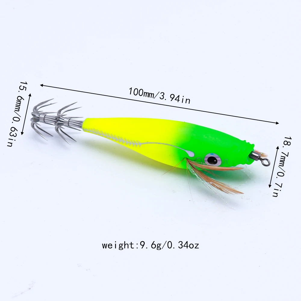 14 Uds. De cremas de madera horizontales luminosas, cebo falso con plantilla de calamar, absorbe la luz y emisión de luz, señuelo de pesca en el mar, anzuelo de calamar afilado - imagen 5