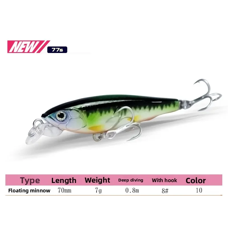 1 Uds cebo Minnow 7g 7cm cebos falsos biónicos cebo duro de plástico cebo de pesca señuelo de agua flotante de largo alcance Swimbait - imagen 4