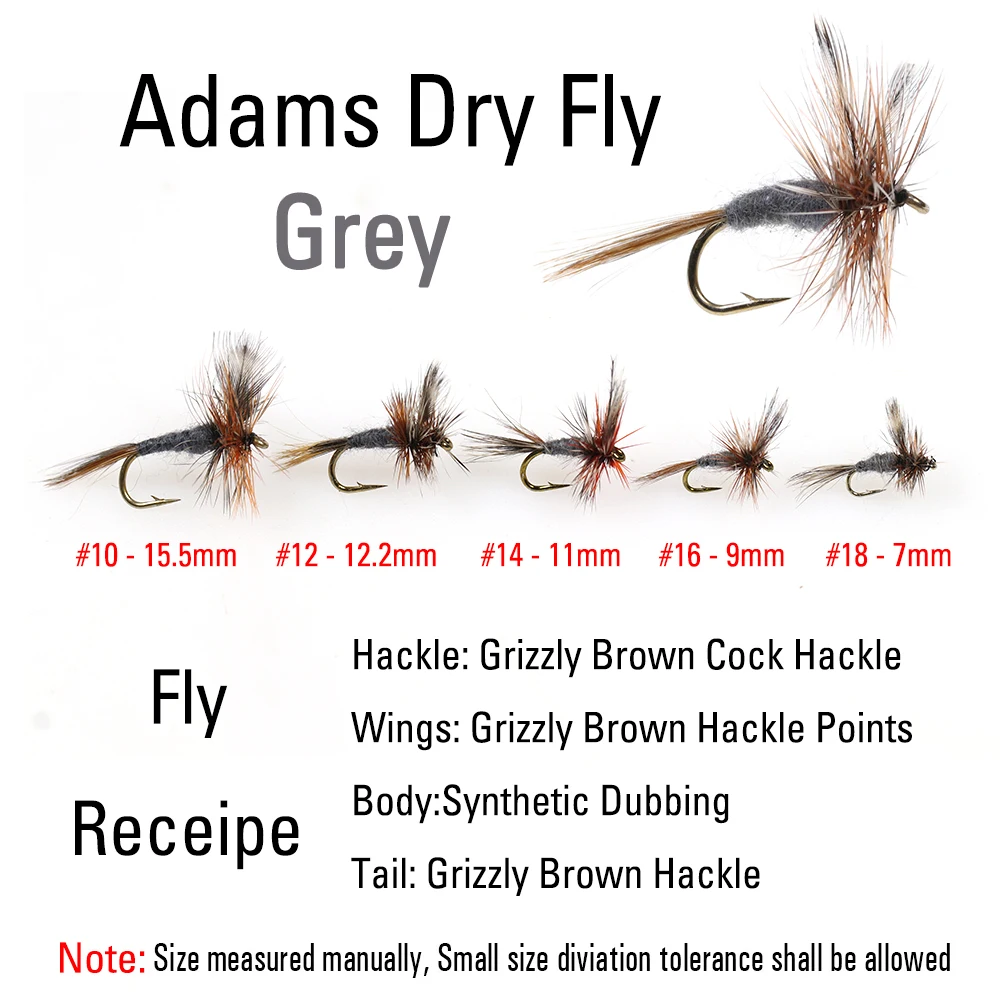 ICERIO 6 piezas # 10 - # 18 amarillo/gris Adams moscas secas Caddis Midge adulto Mayfly trucha pesca señuelo cebo - imagen 4